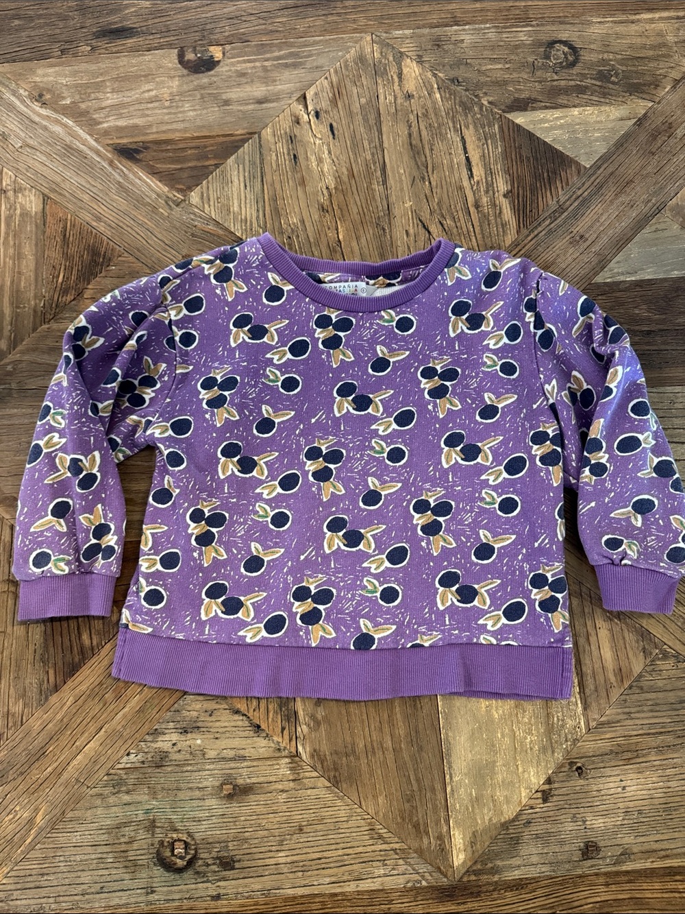 Kids Purple Olives/Floral Print Pullover Sweatshirt